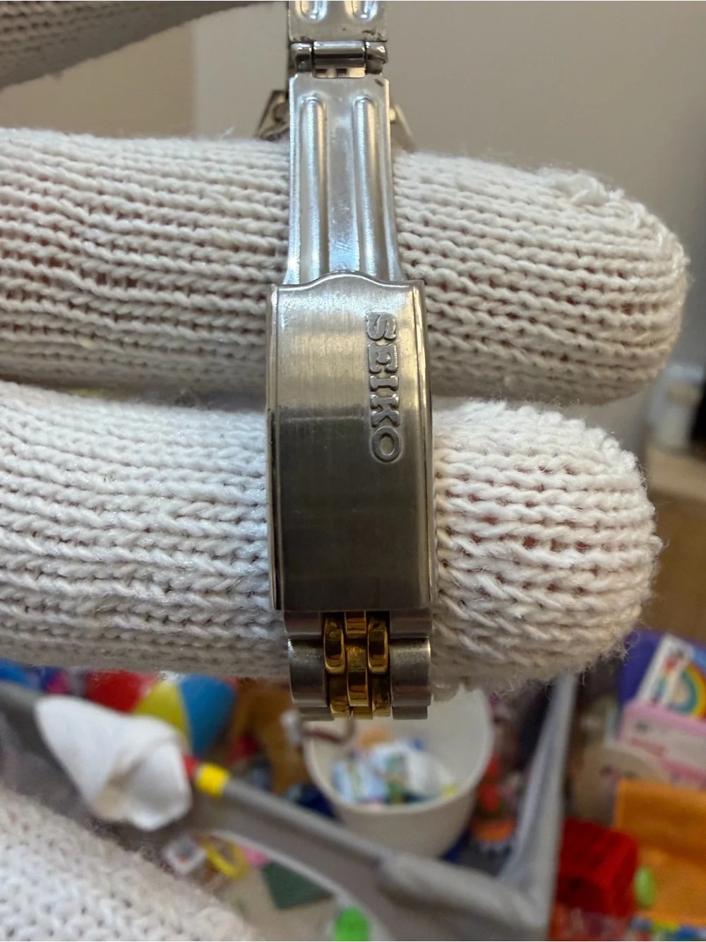 Vtg Seiko 4206-0519 Ladies Automatic Watch Two Tone Jubilee Day Date 17J Run